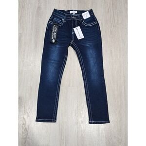 Bamboo Womens Denim Jeans Super Soft Rayon Low Rise Button Zip Navy Blue Size 3